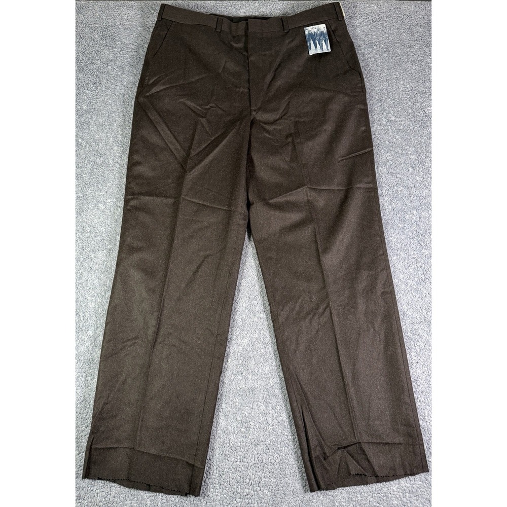 VTG NWT Brooks Brothers 100% Wool Flat Front Brown Pants Men 36R Made In USA